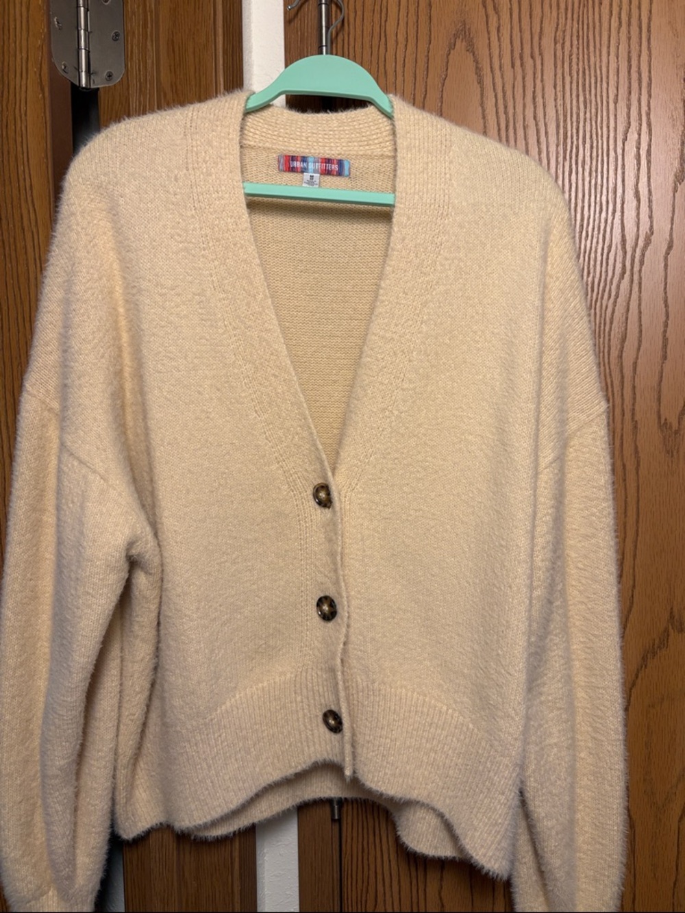 Urban Outfitters Cream Button-Front Cozy Cardigan